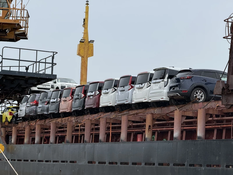 автомобили грузятся на судно