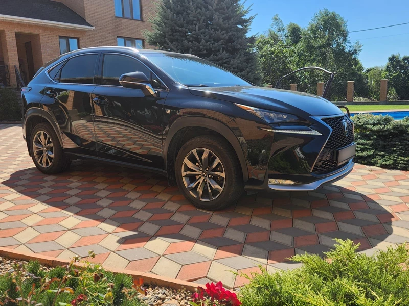 Lexus NX200T Z10 территория брусчатки, садовые растения, коттедж