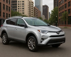 серый toyota rav4 стоит припаркованный в городе