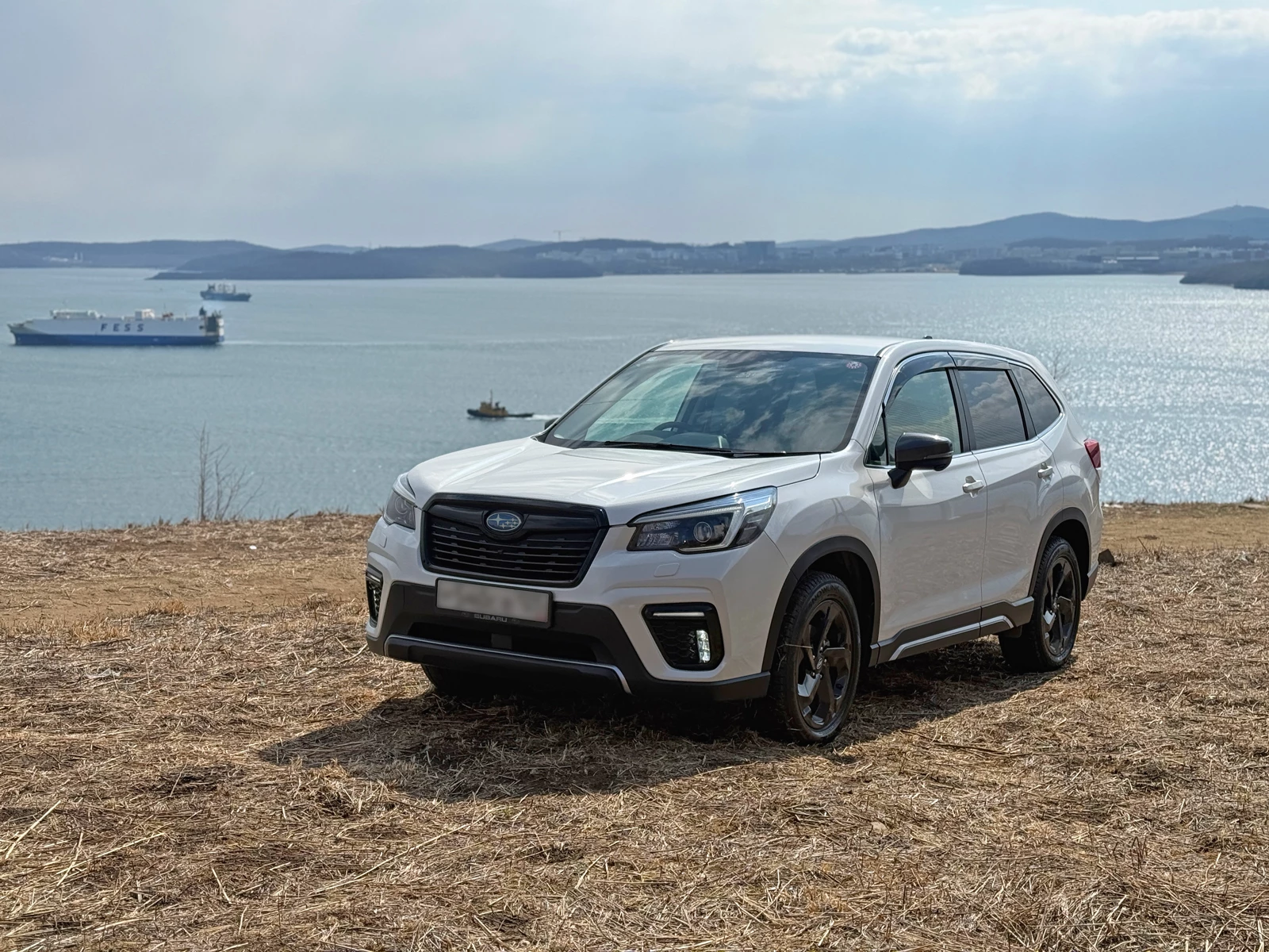 Subaru Forester 2021 SK5 на фоне моста на остров русский Владивосток